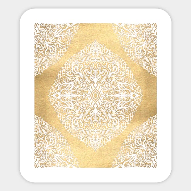 White Gouache Doodle on Gold Paint Sticker by micklyn